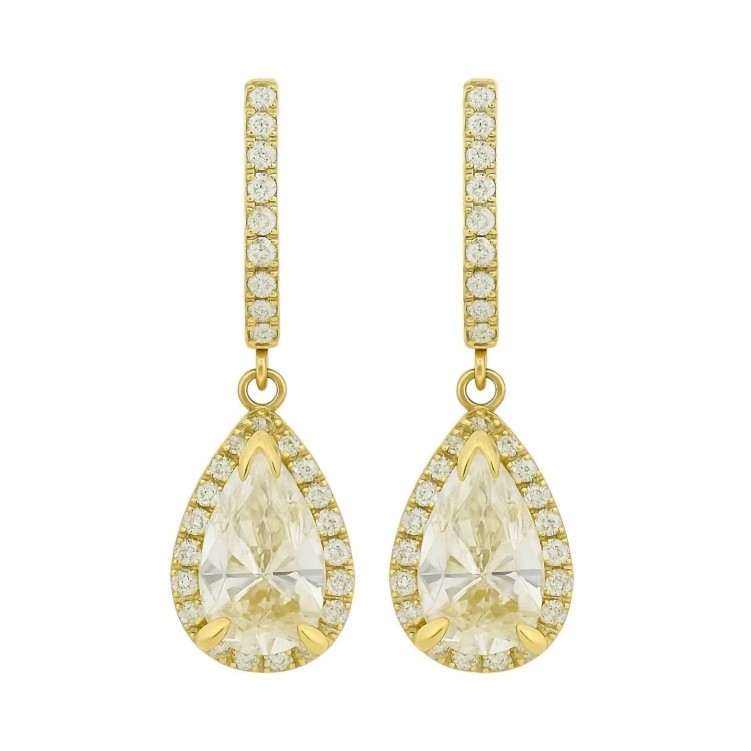 Allyanna Gifts - Women's Moissanite Pear Shape Halo Drop Huggie Earrings - Rack Hunt