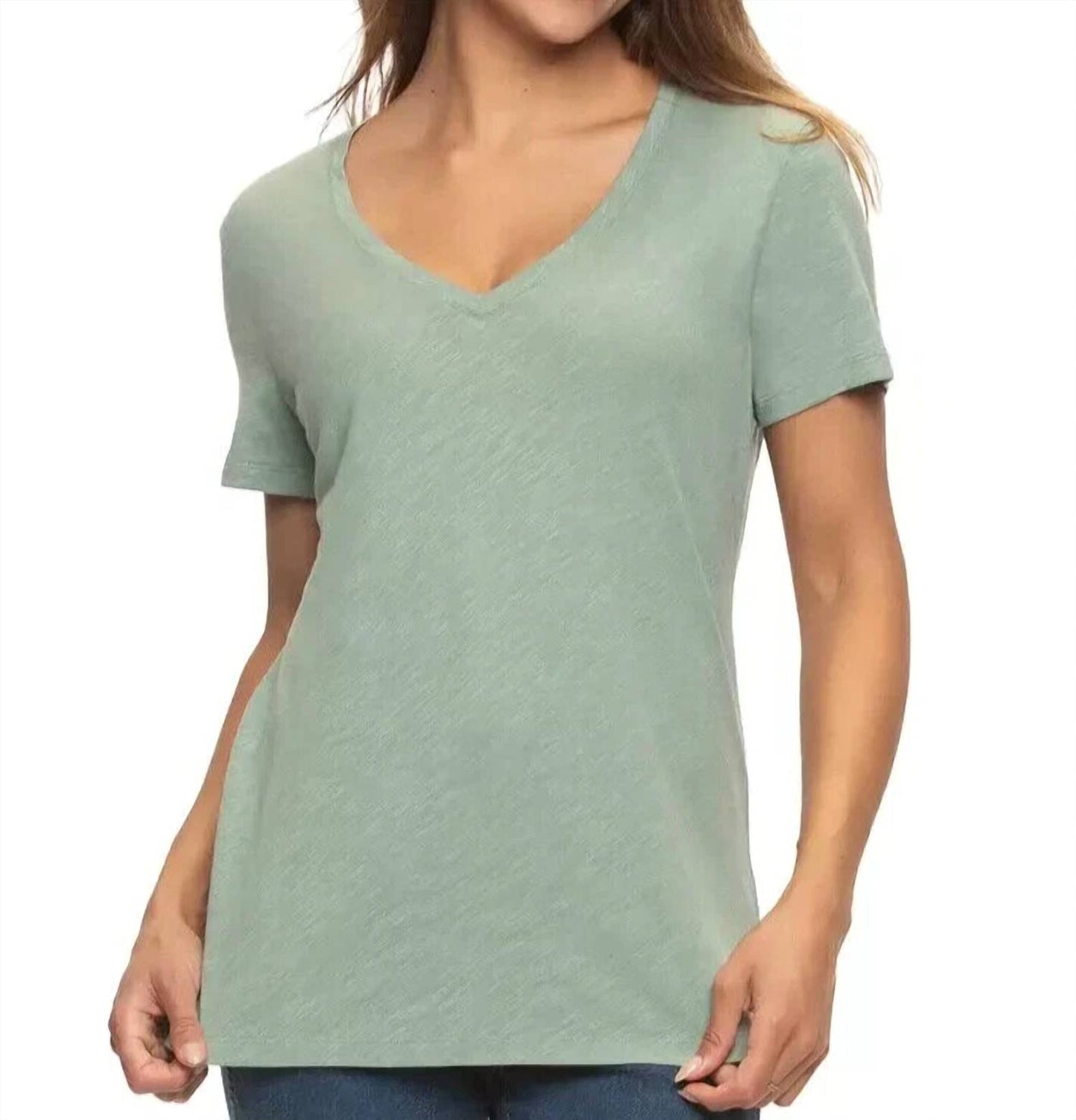 Slub Jersey V-neck Short Sleeve T-shirt