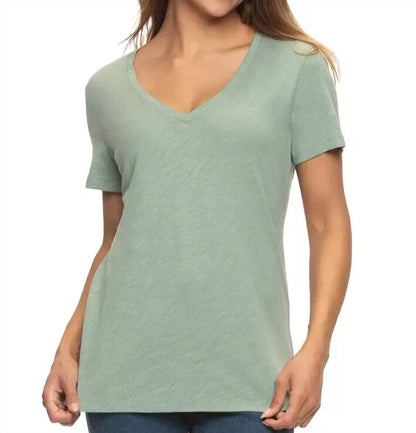 Slub Jersey V-neck Short Sleeve T-shirt