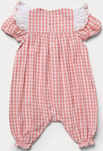 Girl's Mia Gingham Check Romper