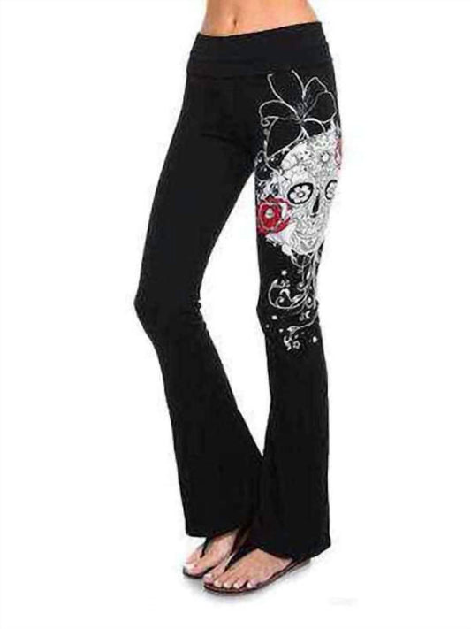 Skull N Rose Embellished Casual Pants