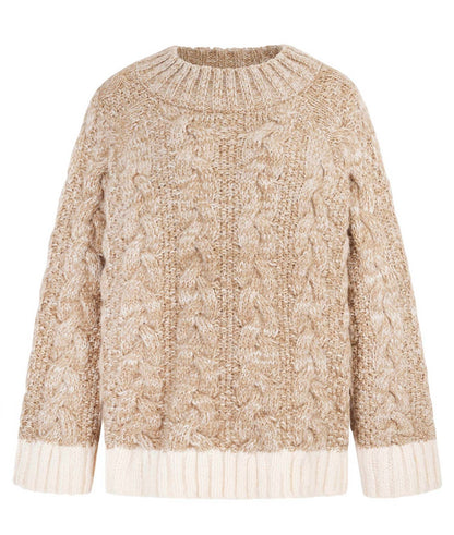 Jennie Cable Marled High Neck Balloon Sleeve Sweater
