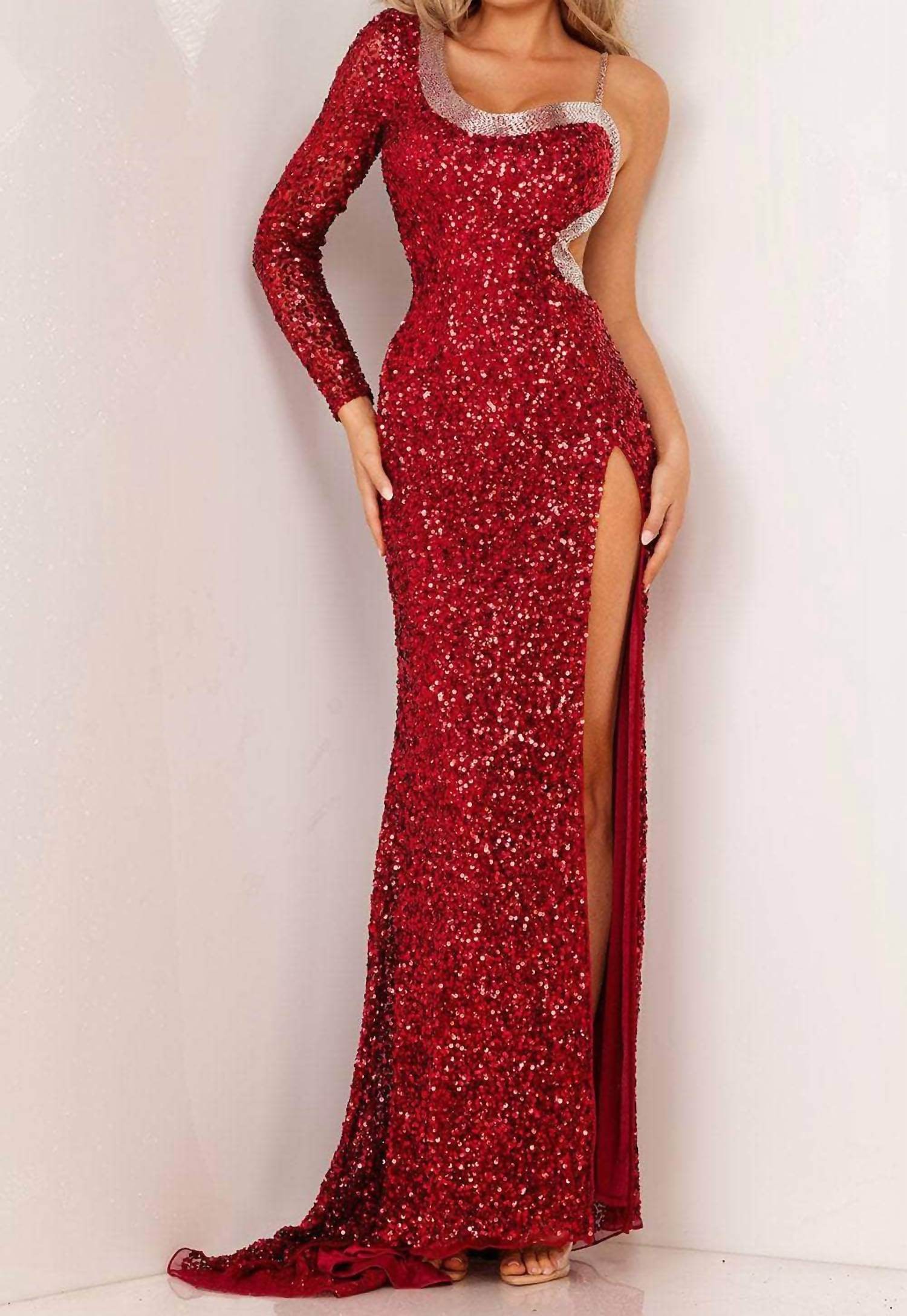 Aleta - One Shoulder Design Full Sequin Dress - Rack Hunt -