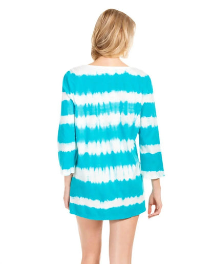 Eco Swim - Tie Dye Stripe 3/4 Sleeve Tunic Coverup - Rack Hunt