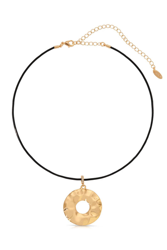 Women's Hammered Circle Cord Necklace