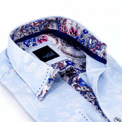 Men's Jacquard Shirt With Paisley Trim