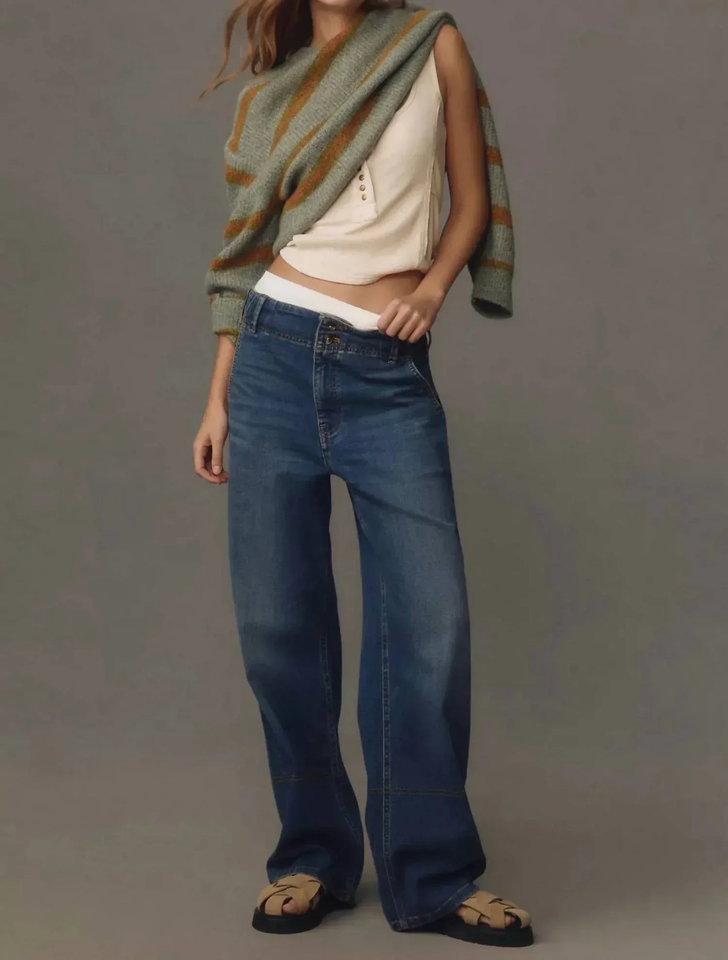 Pilcro - The Knit High Rise Wide-leg Trouser Jeans - Rack Hunt