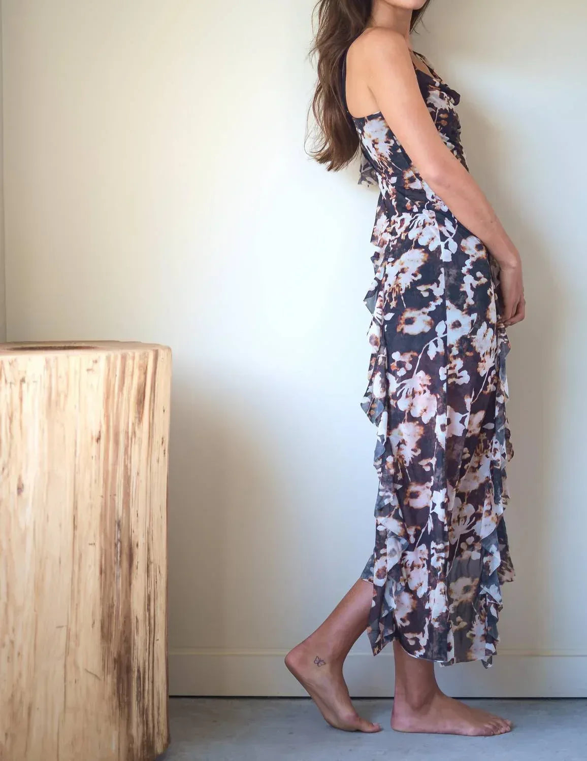 ESTHE - Waterfall Frill Asymmetric Dress - Rack Hunt