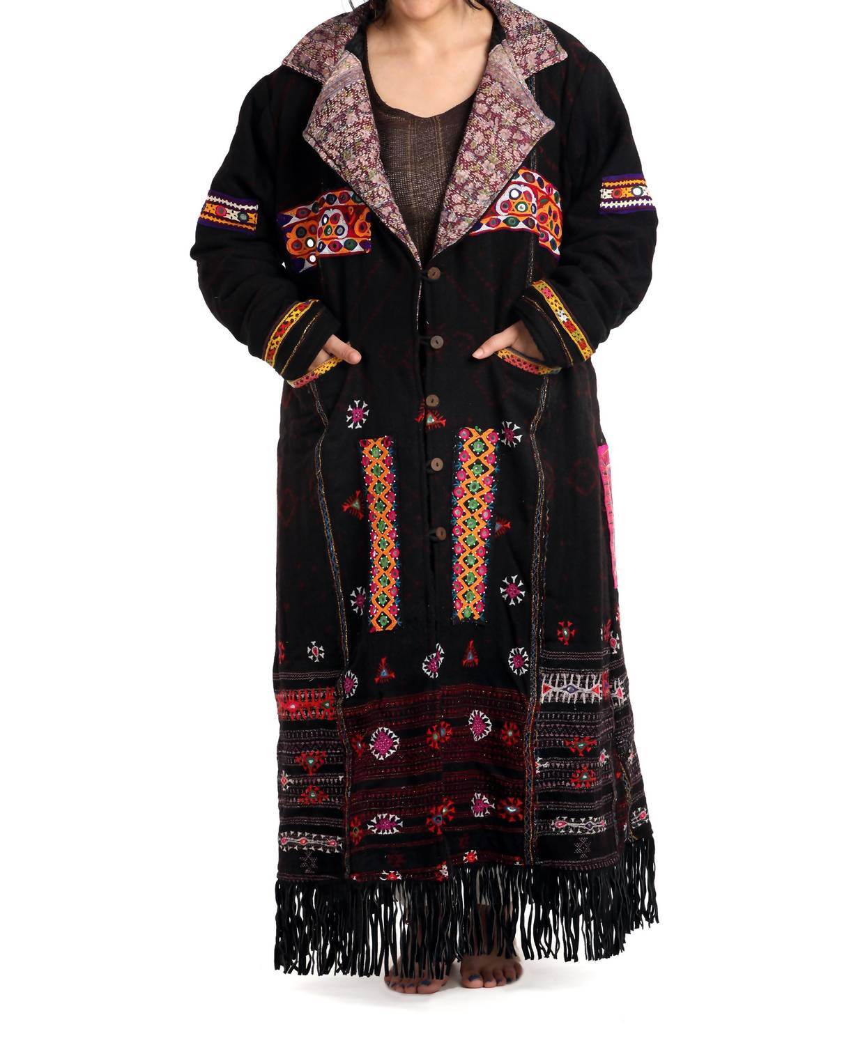 StandAwt - Leather Fringe Merino Wool Coat - Plus - Rack Hunt -