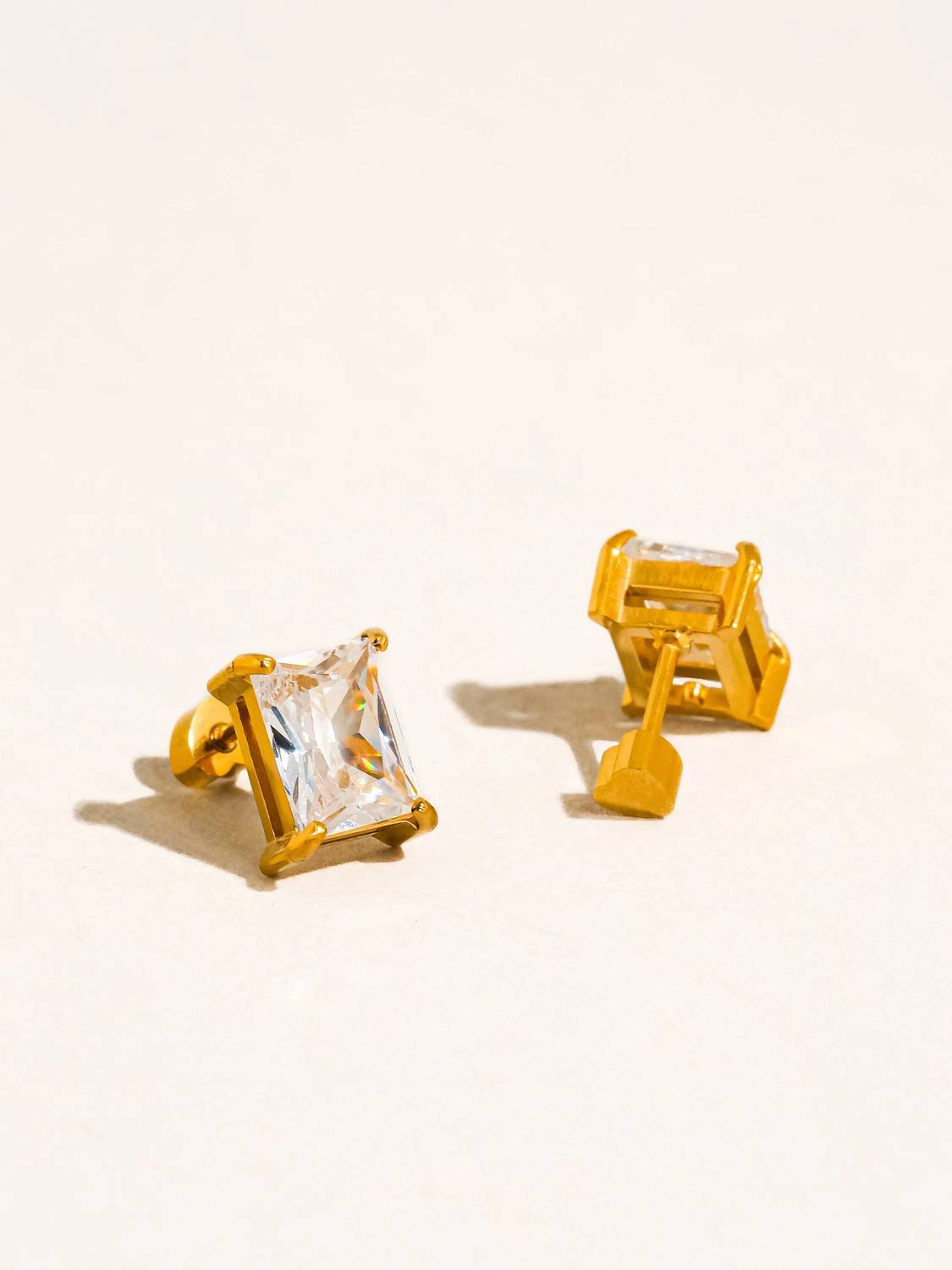 The Camille Flat Back Rectangular Shaped Earrings