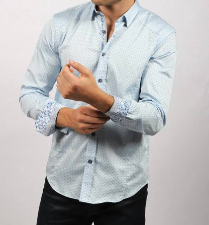 Polka-dots Button Down Shirt With Trim