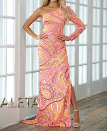 Aleta - One-shoulder Asymmetrical Evening Dress - Rack Hunt