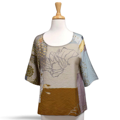 Women's Floral Stamp Abstract Top