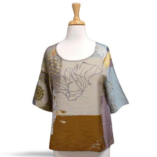 Women's Floral Stamp Abstract Top