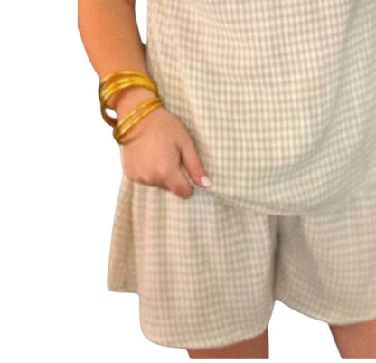 Aria Tan Gingham Two Piece Set