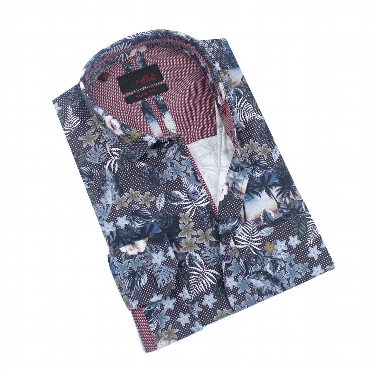 Tropical Beach and Leaves Button Down Shirt