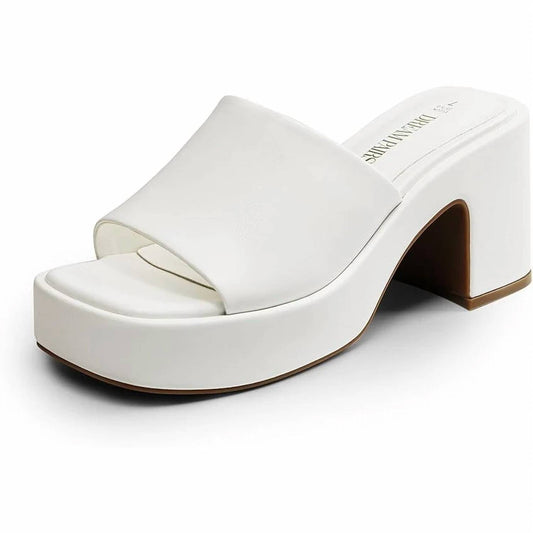 Women's High Chunky Platform Slip On Open Toe Heels