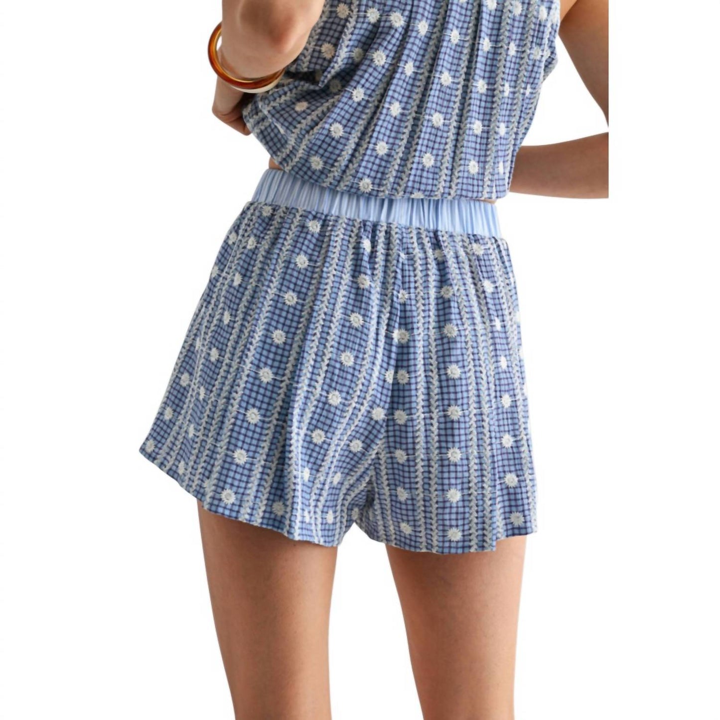 Embroidered Checkered Shorts