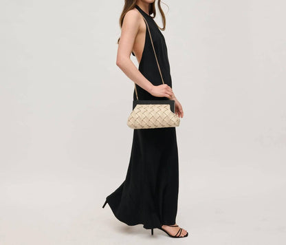 Jamie Woven Wooden Frame Clutch Bag