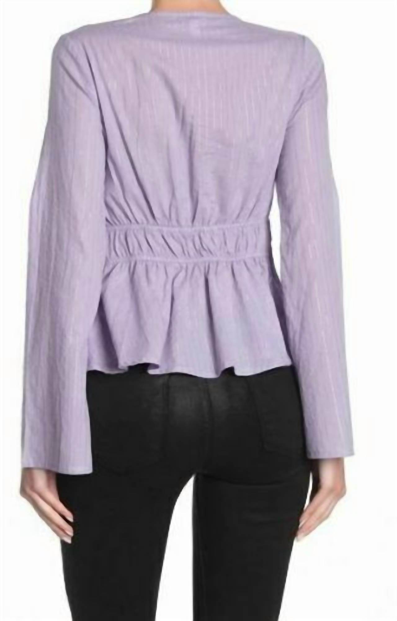 Love, Fire - Metallic Stripe Bell Sleeve Shirt Blouse - Rack Hunt -