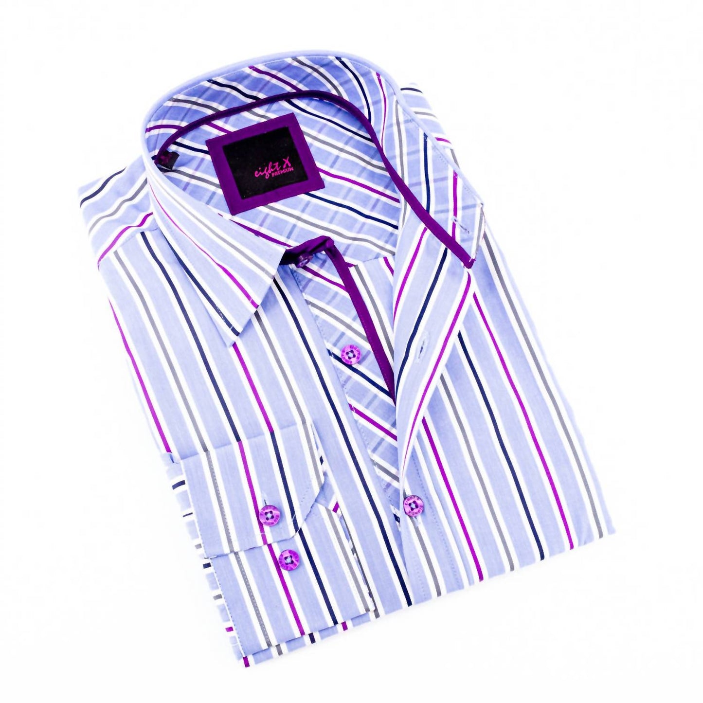 Striped Button Down Shirt With Plaid Trim