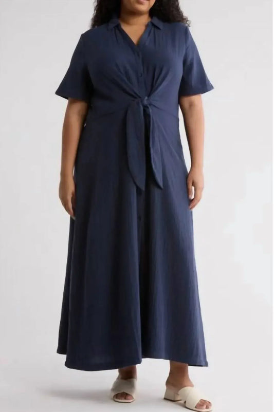 Caslon - Button Up Tie Front Dress - Rack Hunt