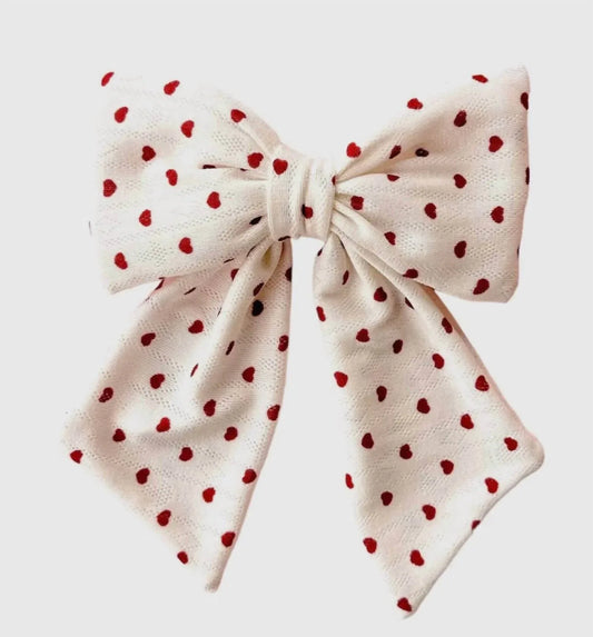 Bohemian Gemme - Women's Valentine Heart Pattern Hair Bow - Rack Hunt