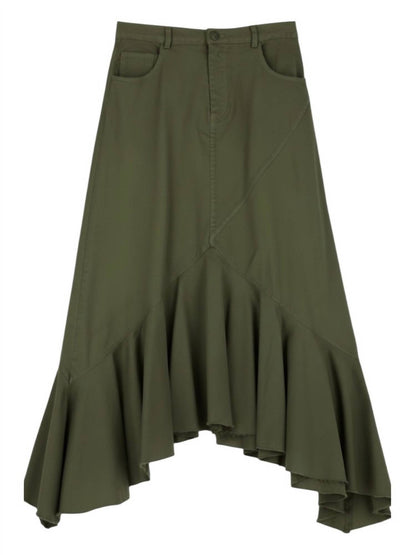 Women's Frayed Hem Hi Low Ruffle Skirt