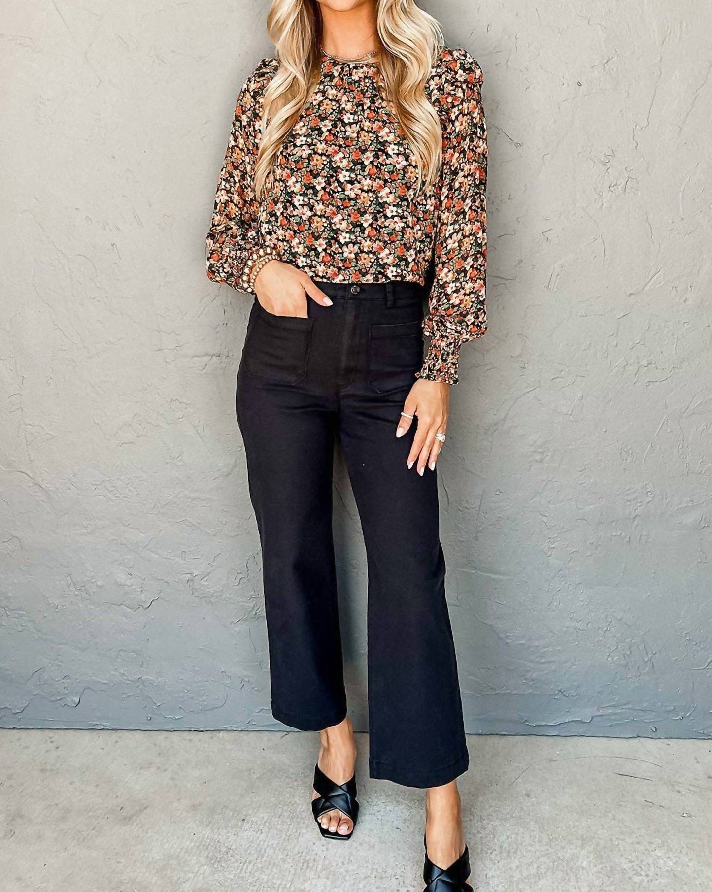 Floral Smocked Long Sleeve Blouse