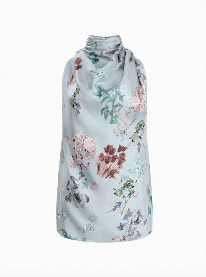 ALTUZARRA Women's Floral Drape Front Top in Storm Flowers - view 5