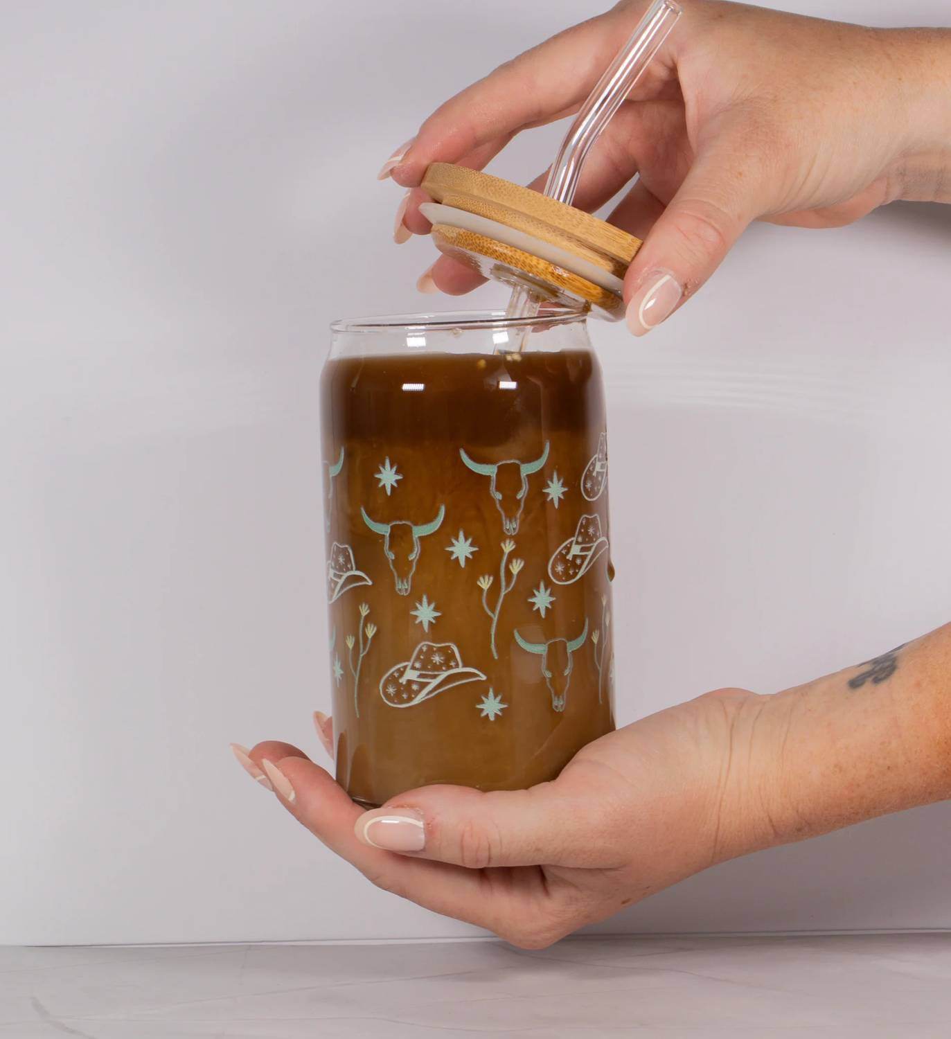 The Care Collective - Boho Western Latte Glass - Rack Hunt