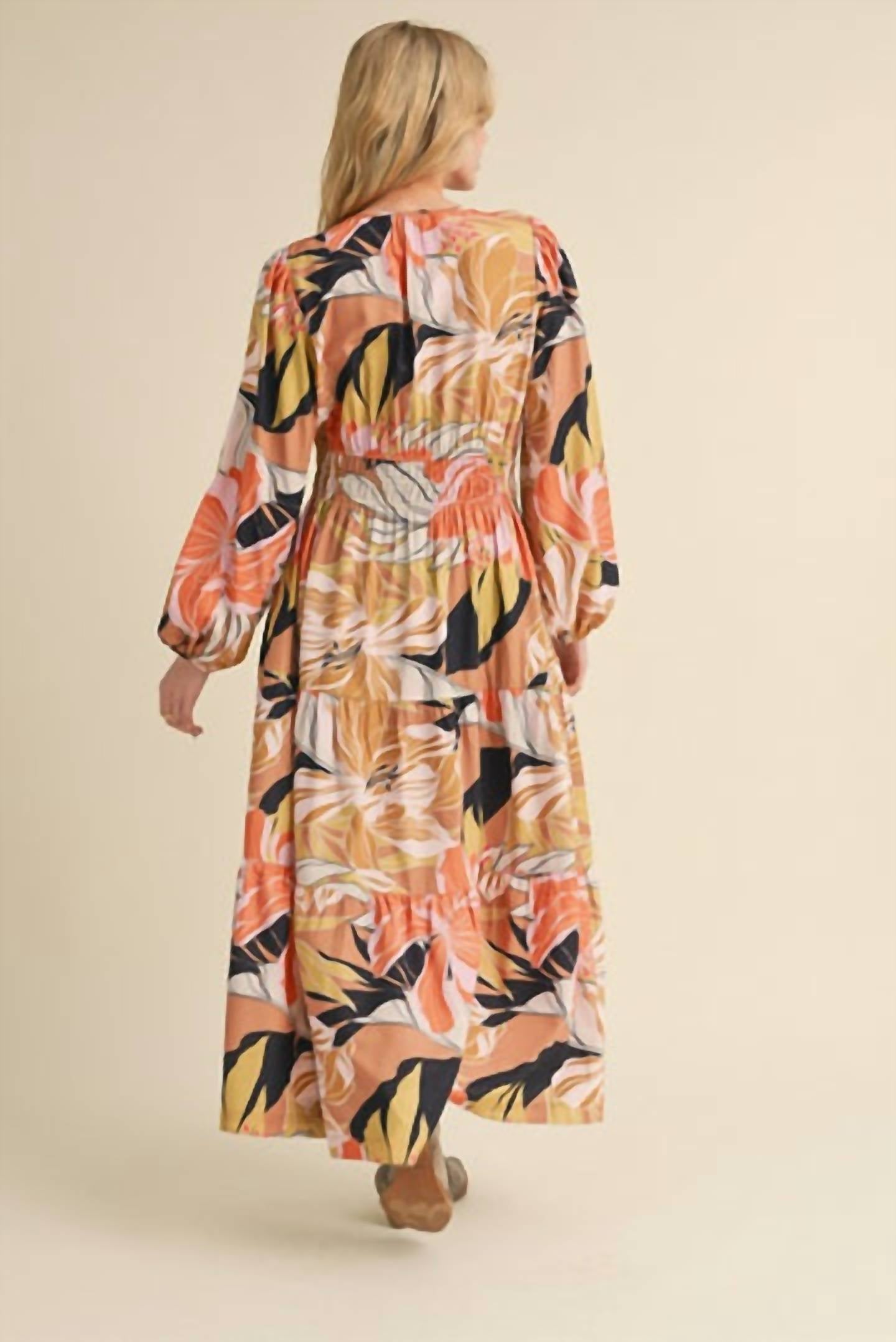 Tropical Print Midi Dress