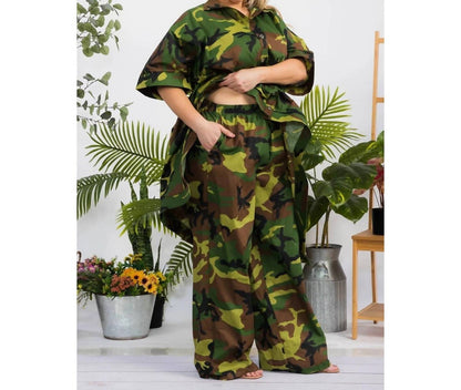 Hi Lo Hem Shirt And Pant Set - Plus