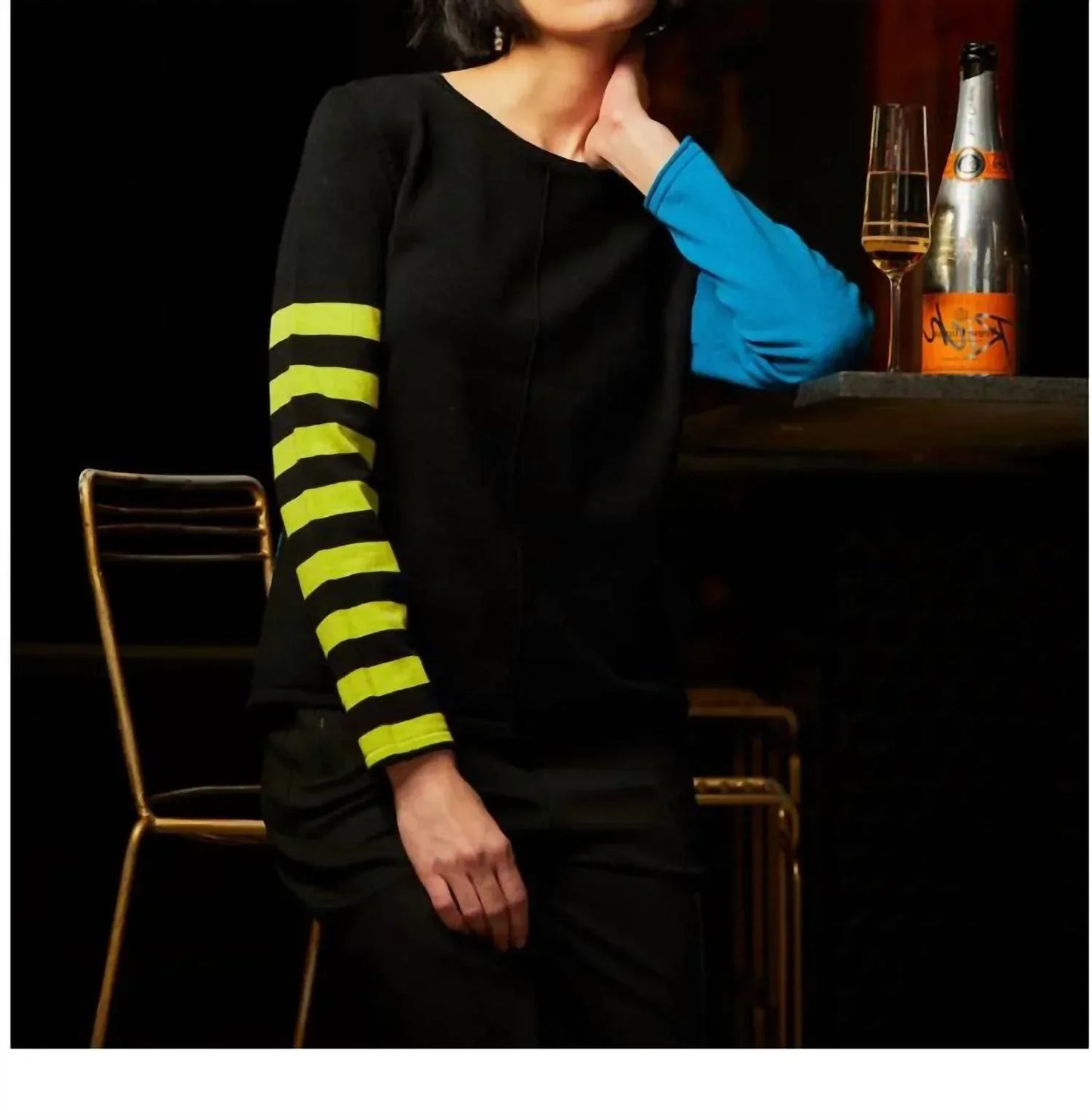 ELENA WANG - Colorblock Long Sleeve Sweater - Rack Hunt