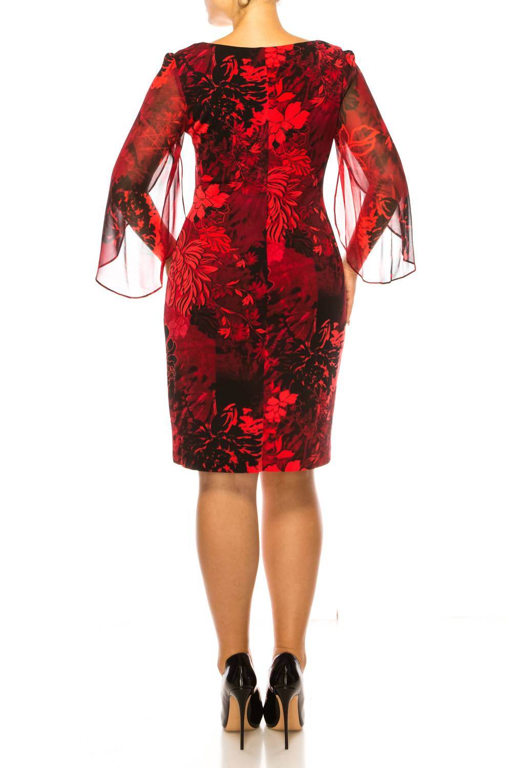 Connected Apparel - Floral 3/4 Split-sleeve Dress - Rack Hunt