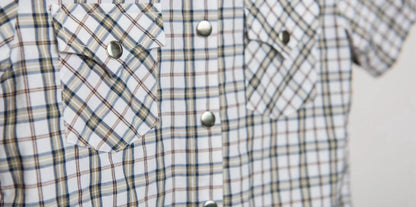 American Farm Company - Boys Youth Plaid Pattern Metal Snap Shirt - Rack Hunt