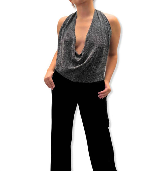 Lurex Shimmer Tie Back Halter Top