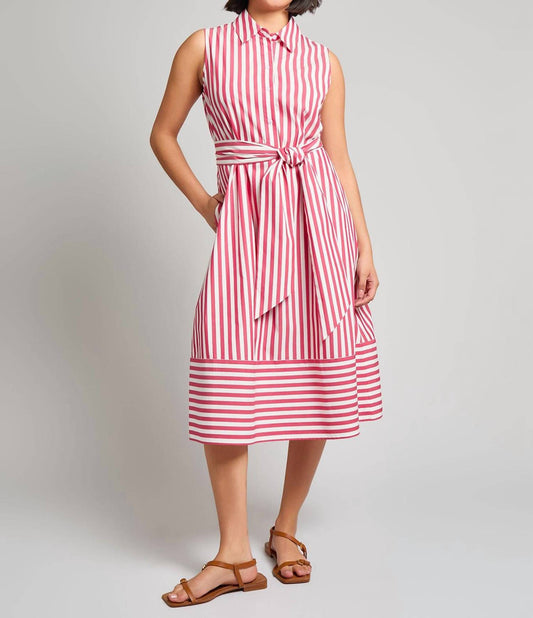 Striped Tie-waist Sleeveless Dress