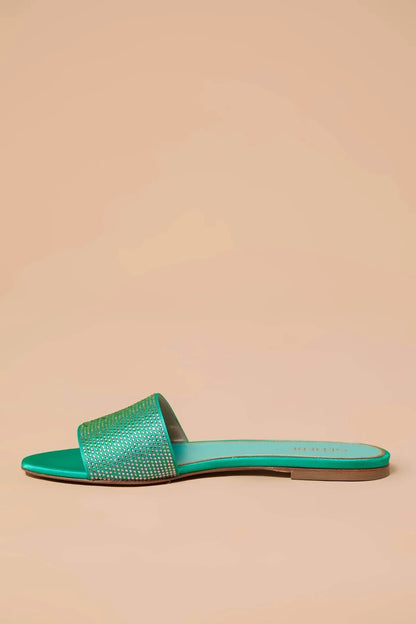 Gedebe - Women's Satin Rhinestone Embellished Flats - Rack Hunt