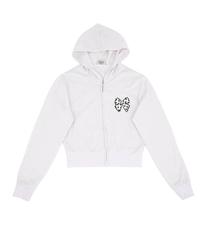 Girl's Polka Dot Bow Zip Hoodie