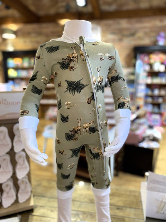 Kid's Forest Party Organic Cotton Zipper Footed Pajama