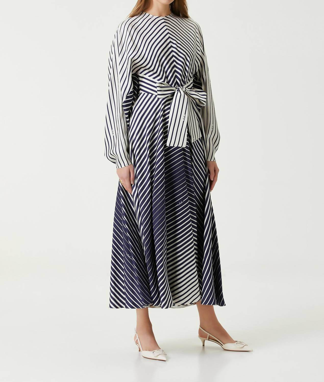 Valentino - Striped Maxi Silk Dress - Rack Hunt