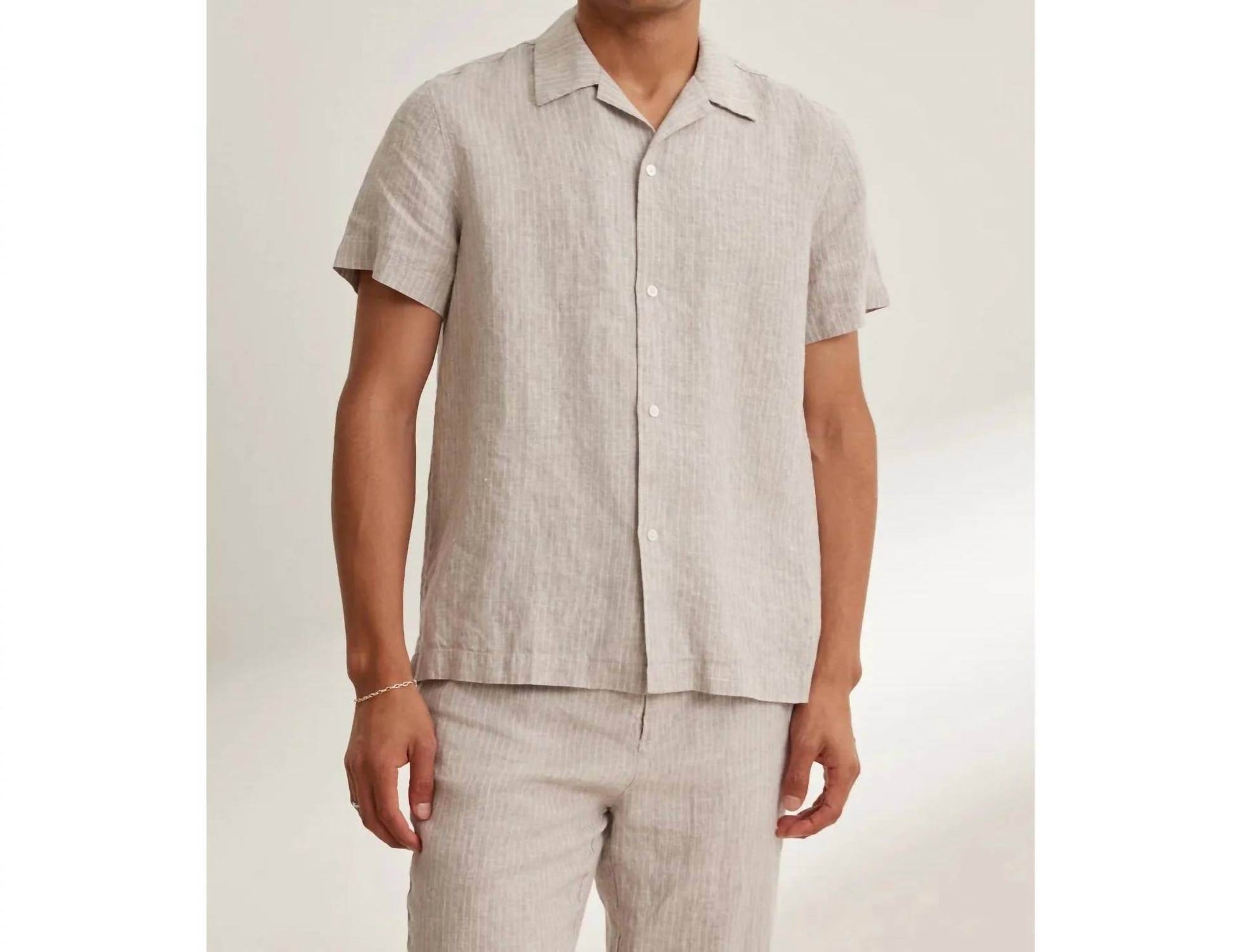 Velvet Men - Julius Linen Stripe Button Up Shirt - Rack Hunt -