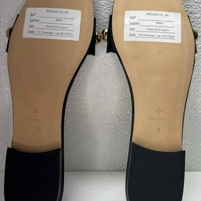 Women's Brooke Leather Studded Slip-on Flat Sandals