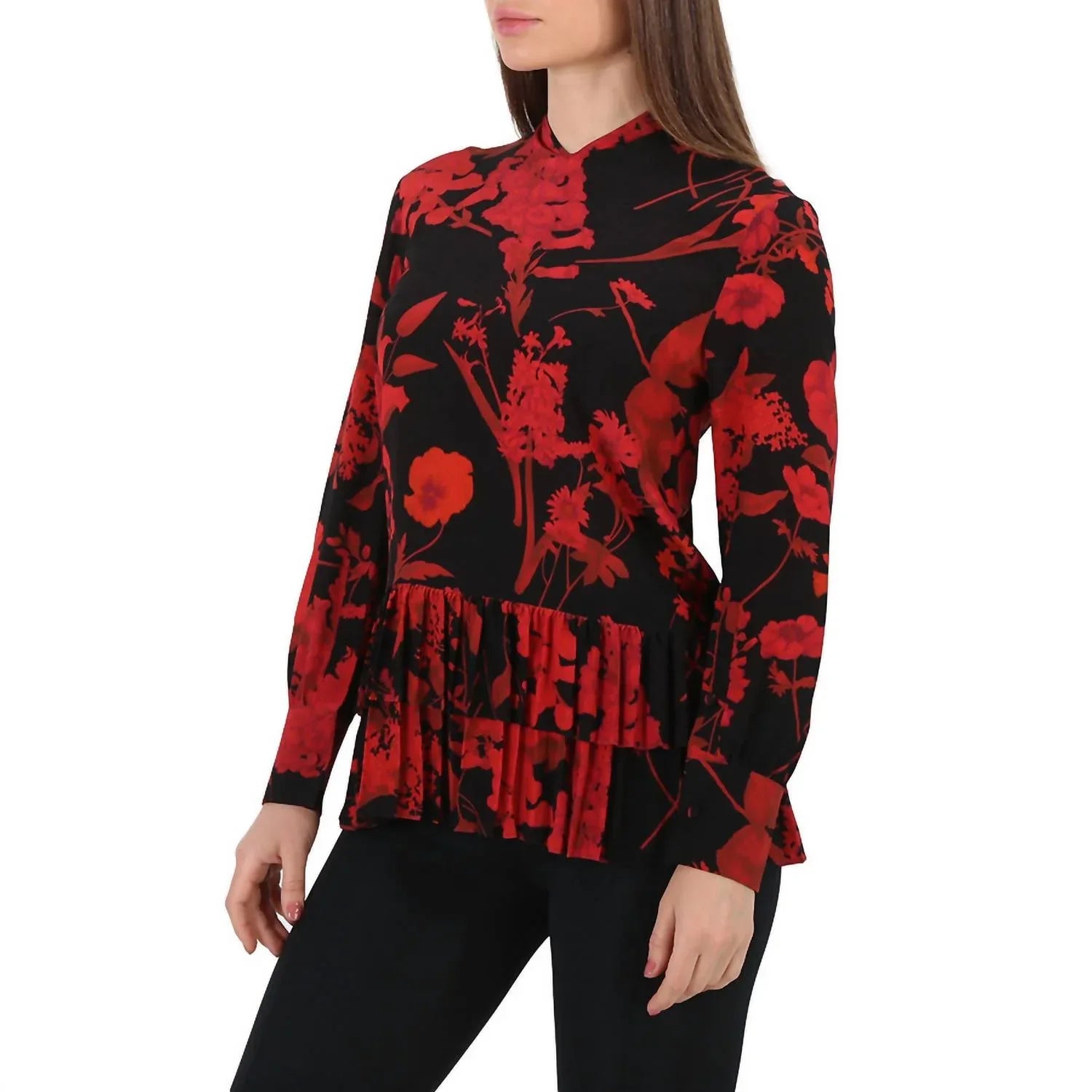 Valentino - Floral Print Pleated Trim Blouse - side view - Rack Hunt