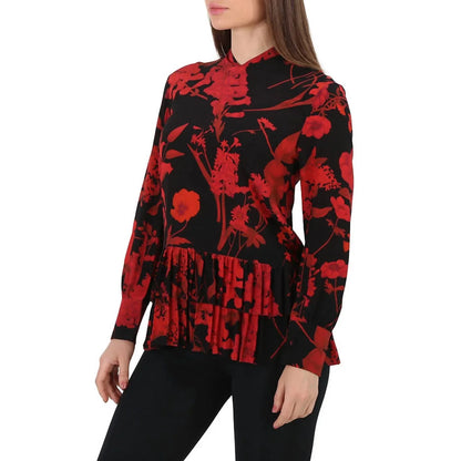 Valentino - Floral Print Pleated Trim Blouse - side view - Rack Hunt