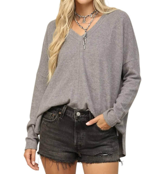 Soul Thread - CLOUD JERSEY RUCHED BACK V-NECK TOP - Rack Hunt