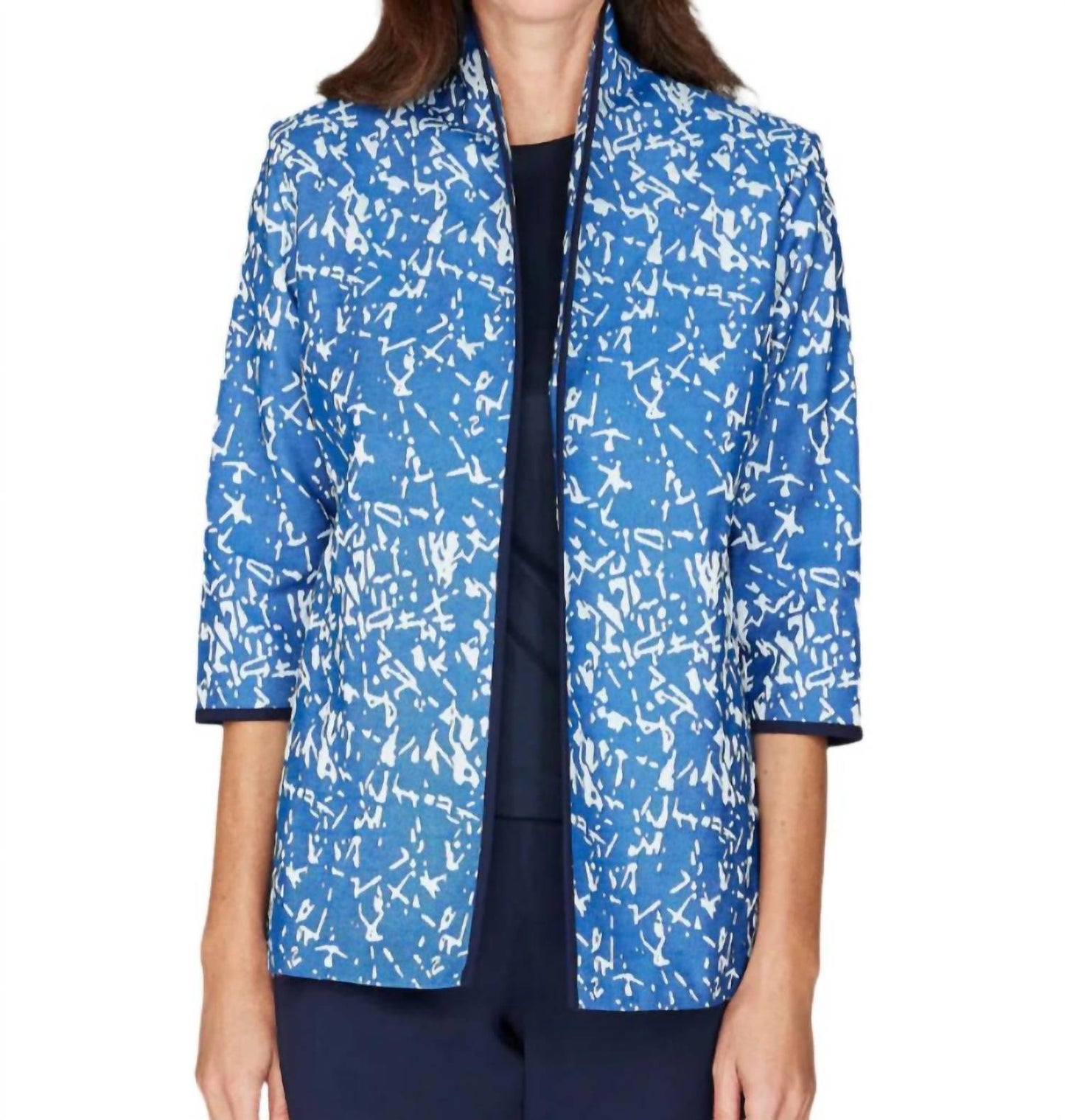 Paintbrush Stretch Jacquard High Neck Jacket