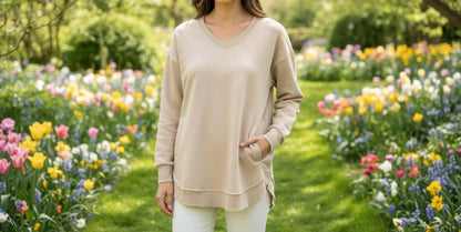 V-neck Sweatshirt With Pocket