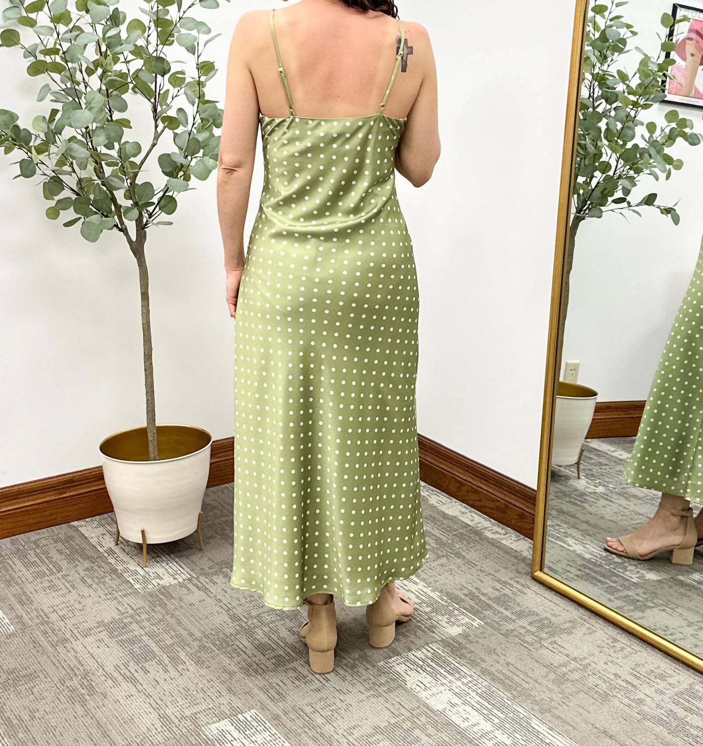 Polka Dot Satin Slip Dress